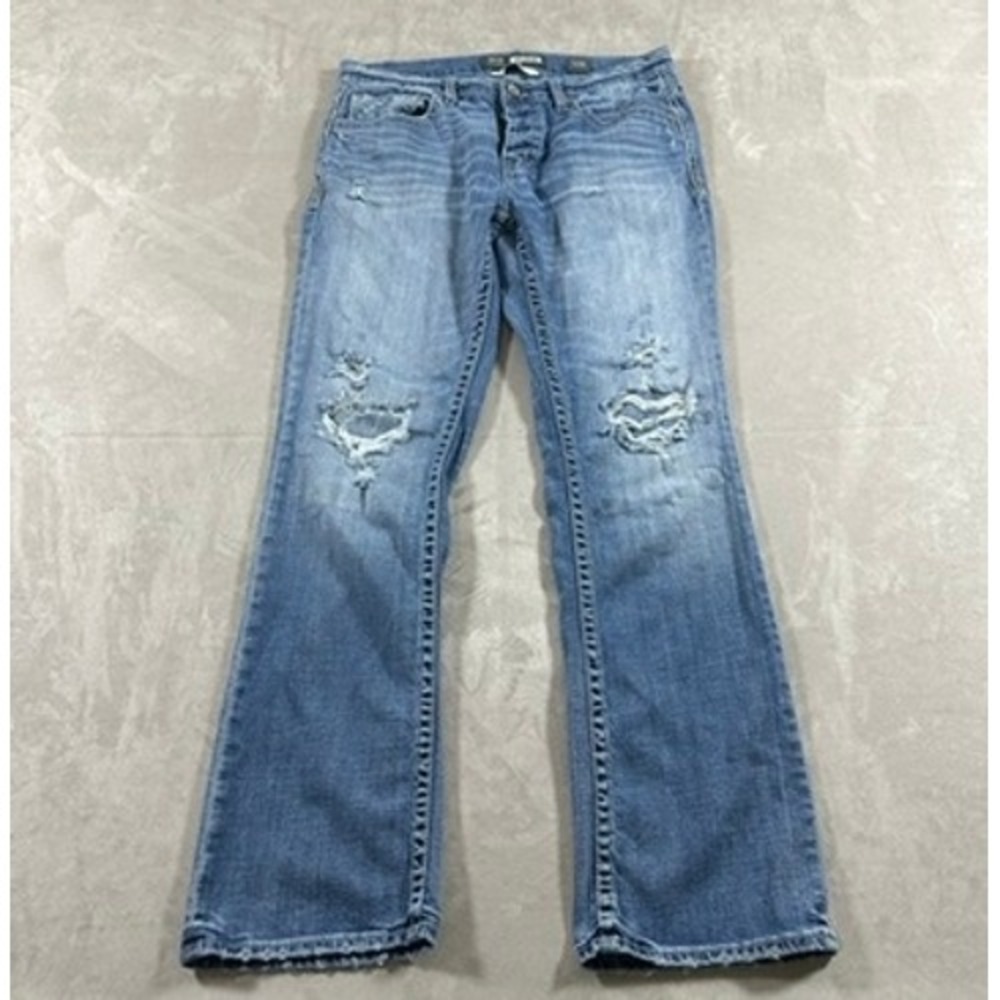 BKE Aiden Jeans Mens Distressed Bootleg 32R Blue